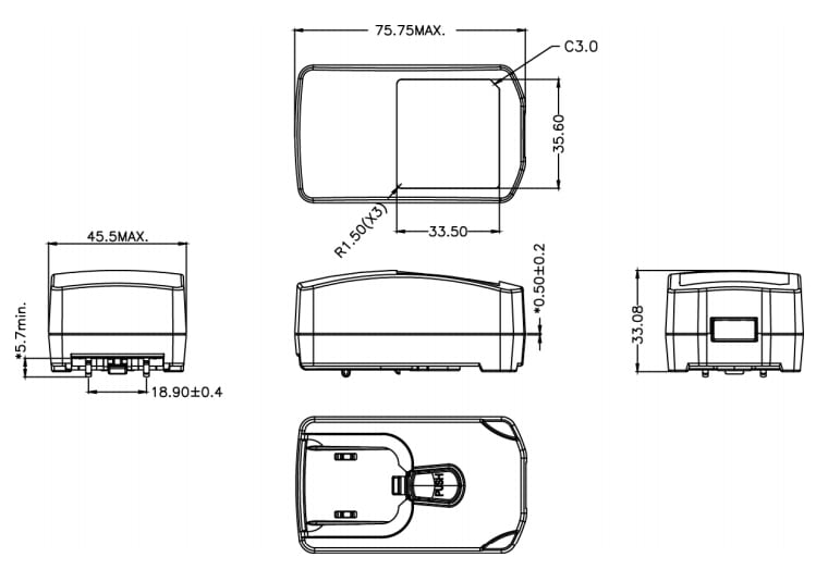 Mechanical Drawing - Phihong 10W Interchangeable Plug Adapter
